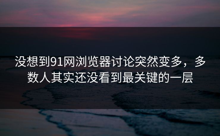 没想到91网浏览器讨论突然变多，多数人其实还没看到最关键的一层