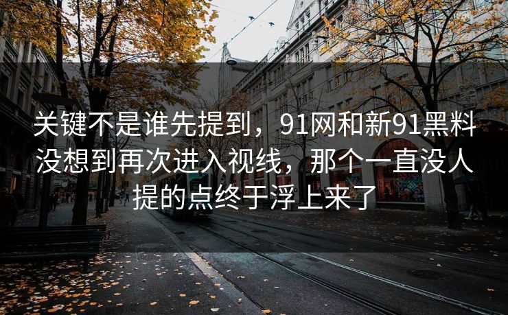 关键不是谁先提到，91网和新91黑料没想到再次进入视线，那个一直没人提的点终于浮上来了
