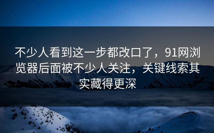 不少人看到这一步都改口了，91网浏览器后面被不少人关注，关键线索其实藏得更深