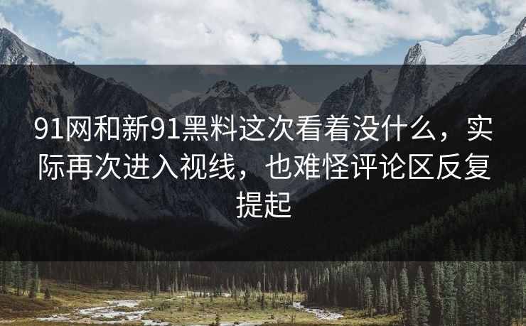 91网和新91黑料这次看着没什么，实际再次进入视线，也难怪评论区反复提起
