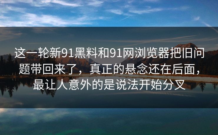 这一轮新91黑料和91网浏览器把旧问题带回来了，真正的悬念还在后面，最让人意外的是说法开始分叉