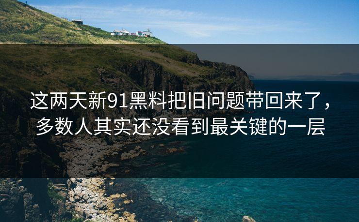 这两天新91黑料把旧问题带回来了，多数人其实还没看到最关键的一层