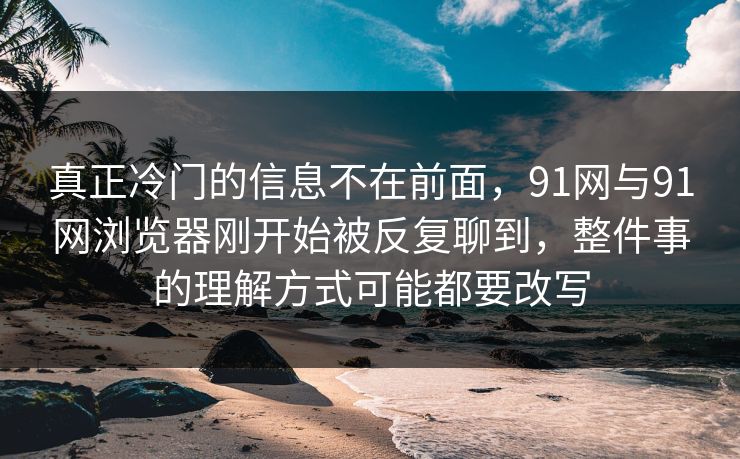真正冷门的信息不在前面，91网与91网浏览器刚开始被反复聊到，整件事的理解方式可能都要改写