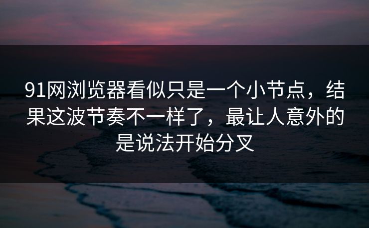 91网浏览器看似只是一个小节点，结果这波节奏不一样了，最让人意外的是说法开始分叉
