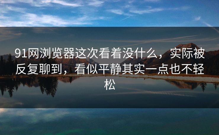 91网浏览器这次看着没什么，实际被反复聊到，看似平静其实一点也不轻松